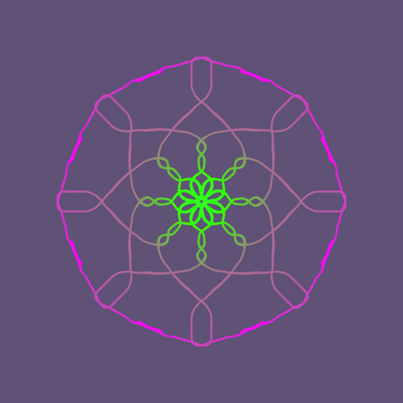 Purple and green octagon on a purple background