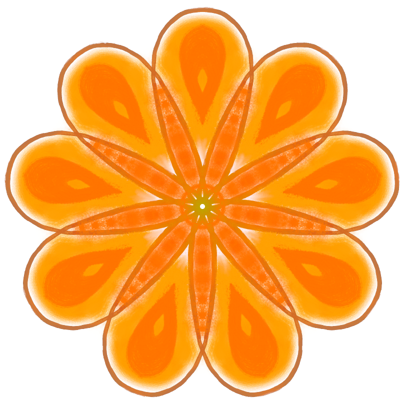 nine point orange 2D flower