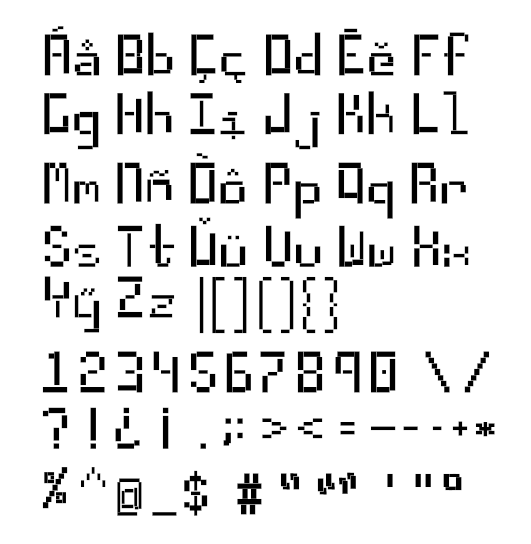 Bitmap monospaced typeface protoype